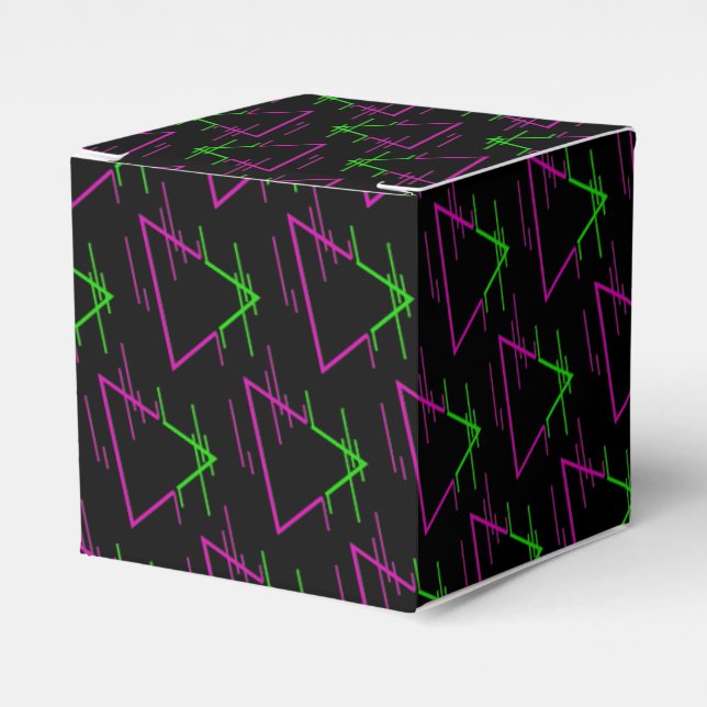 Retro Neon Geometric Mönster Cube Presentaskar (Framsidan Sidan)