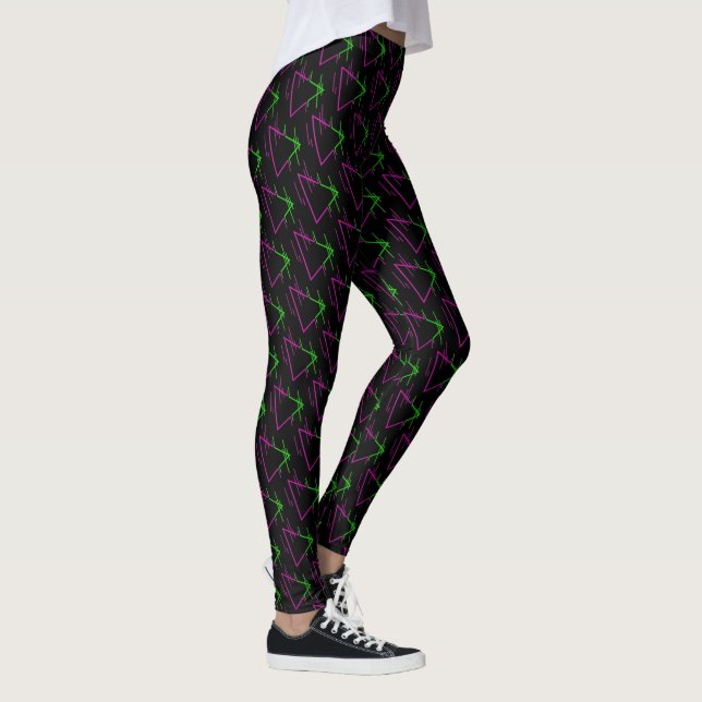 Retro Neon Geometric Mönster Leggings (Höger)
