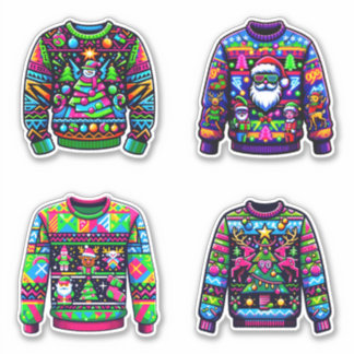 Retro Neon Helgdag Sweater Stickers Klistermärken