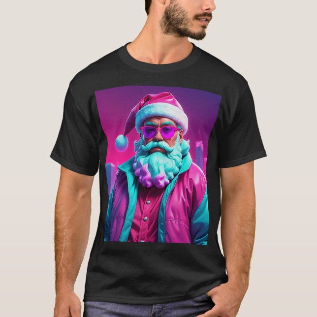 Retro Neon Jultomten T Shirt (Framsida)