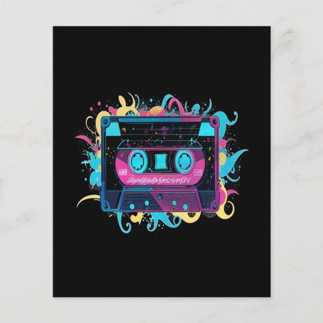 Retro Neon-kassettband med Vibrant Stänk (Framsida)