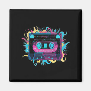 Retro Neon-kassettband med Vibrant Stänk Magnet