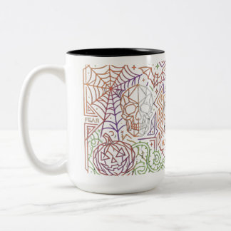 Retro Neon Linje Konst Halloween Mugg | Skräckens