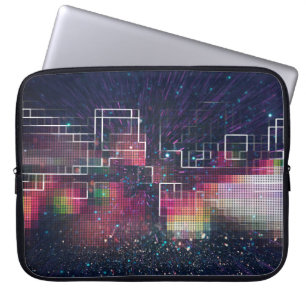 Retro neon ljus och geometrisk sömlös mönster laptop fodral