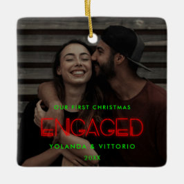 Retro Neon ljus Vår första jul förlovades Julgransprydnad Keramik