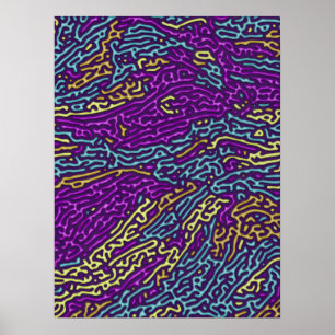 Retro Neon Maze Mönster - Arcade Aesthetic Poster