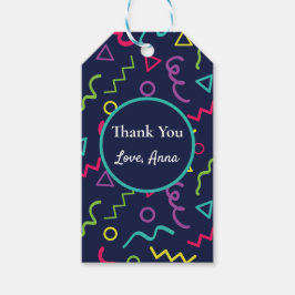 Retro Neon Memphis Anpassningsbar Birthday Tack Presentetikett