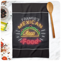 Retro Neon Mexican Food Taco Personlig Middag