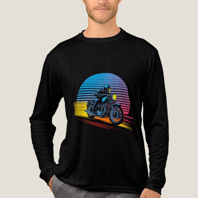 Retro Neon Motorcycle — Cafe Racer Men’s T Shirt (Framsida)