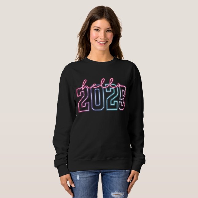 Retro Neon nyår 2025 T Shirt (Hel framsida)