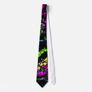 Retro Neon Paint Splatter på Black Tie Slips
