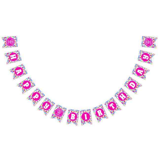 Retro Neon Queen of Hearts Birthday Bunting Flaggo Vimplar (Alla)