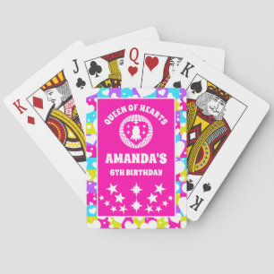 Retro Neon Queen of Hearts Birthday Casinokort
