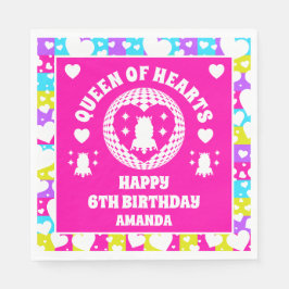 Retro Neon Queen of Hearts Birthday Pappersservett