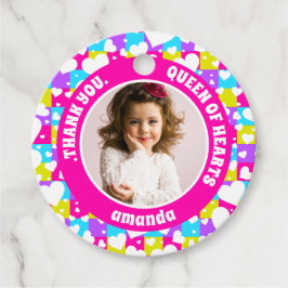 Retro Neon Queen of Hearts Birthday Photo Gåvor Etiketter