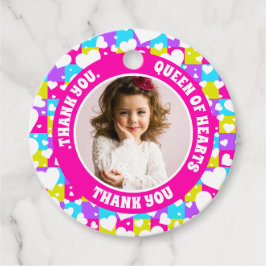 Retro Neon Queen of Hearts Birthday Photo Gåvor Etiketter