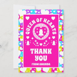 Retro Neon Queen of Hearts Birthday (tack för ditt Inbjudningar