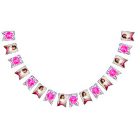 Retro Neon Queen of Hearts Födelsedagsfest Photo Vimplar