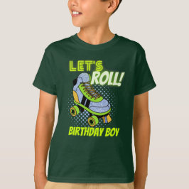 Retro Neon Roller Skating Lets Roll Birthday Boy T Shirt
