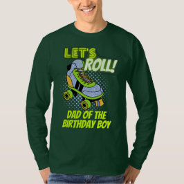 Retro Neon Roller Skating Lets Roll Birthday Crew T Shirt