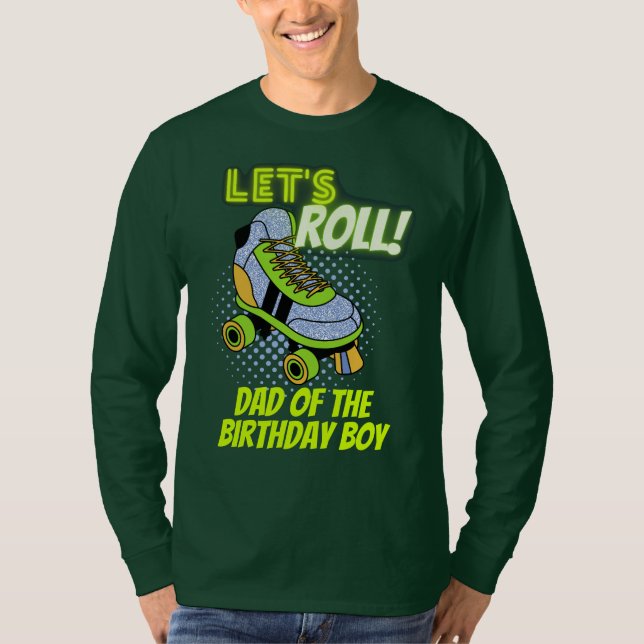 Retro Neon Roller Skating Lets Roll Birthday Crew T Shirt (Framsida)