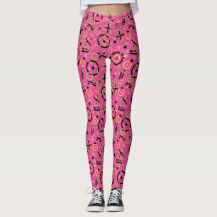 Retro Neon Rosa Doddle Mönster på 80-talet Leggings