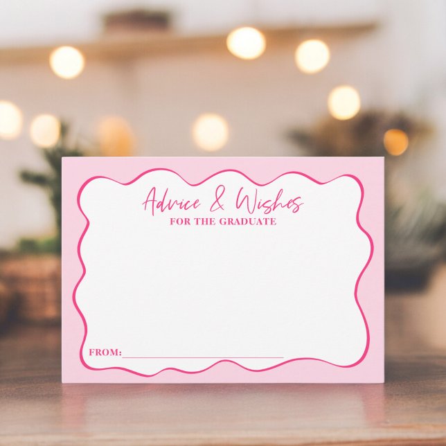 Retro neon rosa skriptråd önskemål studenten tilläggskort (Retro neon pink script advice wishes graduation enclosure card)
