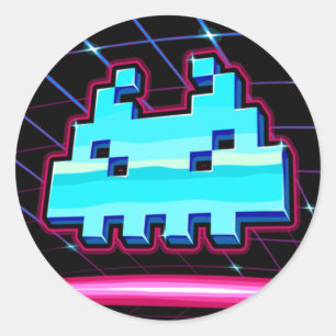 Retro Neon Runt Klistermärke