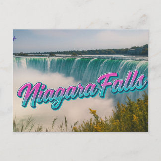 Retro Neon Script Niagara Falls Waterfall Postcard Vykort