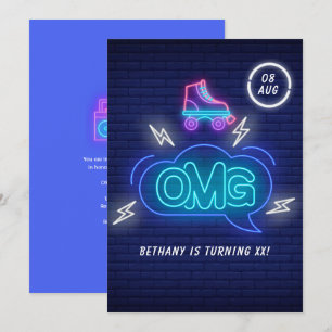 Retro Neon Signs Birthday Inbjudningar