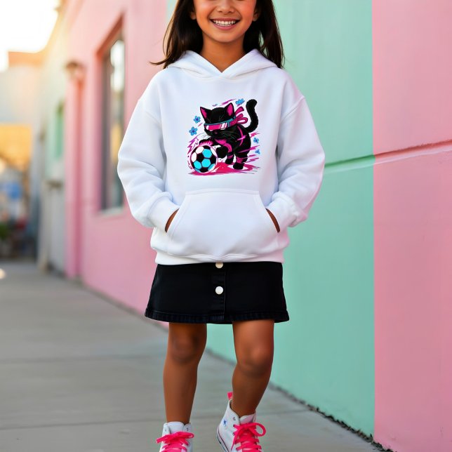 Retro Neon Soccer Cat Fun Gift for Players T Shirt (Skapare uppladdad)