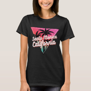 Retro Neon Solnedgång Palmträd Santa Monica T Shirt