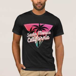 Retro Neon Solnedgång Palmträd Santa Monica T Shirt