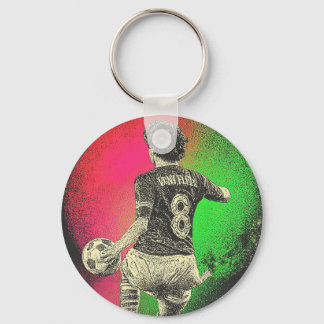 Retro Neon Striker – 80-tals Vaporwave Fotbollnyck Nyckelring