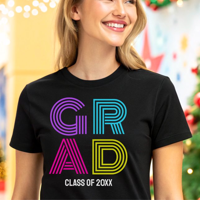 Retro Neon Student Studentexamen Fest T Shirt (Skapare uppladdad)