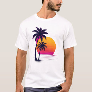 Retro Neon Sunset Handflatan T Shirt