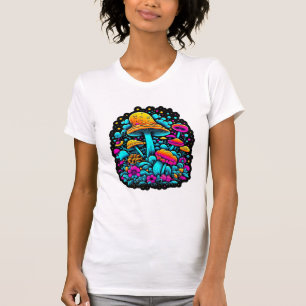 Retro Neon-svampar och blommor T Shirt