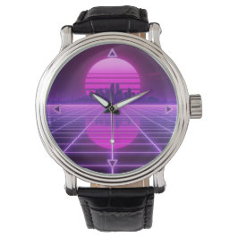 Retro Neon Synthwave Oändlig Rutnätsgrid Armbandsur