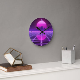 Retro Neon Synthwave Oändlighetsgaller Väggklocka 