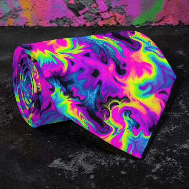 Retro Neon Tie-Dye Skräddarsydd slips (Skapare uppladdad)