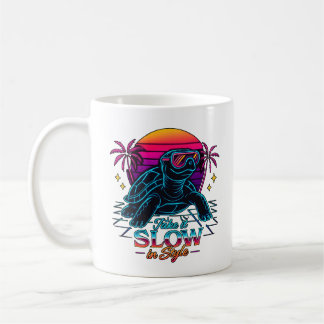 Retro Neon Turtle Vaporwave Art Kaffemugg