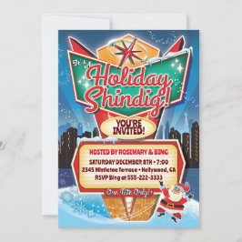 Retro Neon Undertecknar julinbjudan Inbjudningar