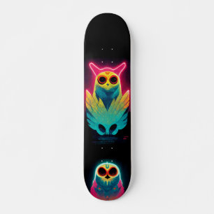 Retro Neon Vaporwave Uggla Board Mini Skateboard Bräda 18,5 Cm