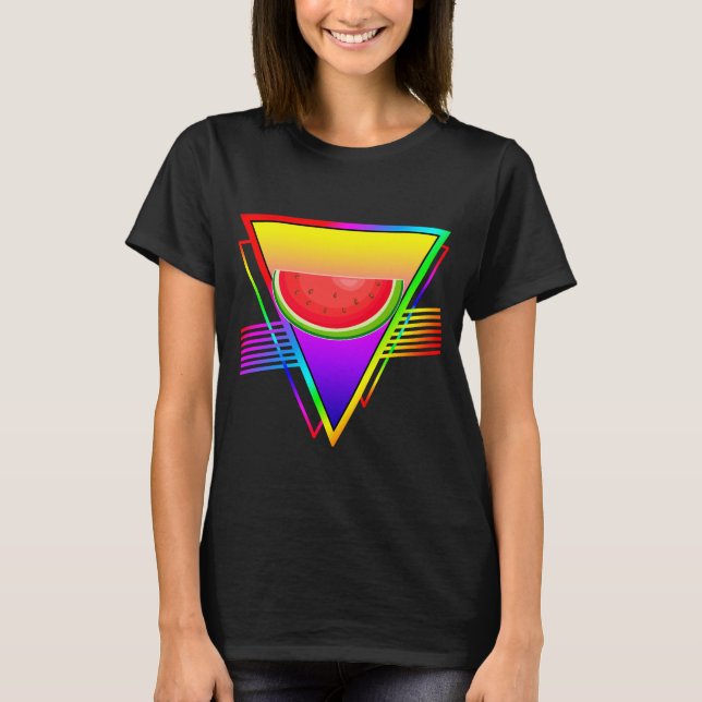 Retro Neon Vattenmelon T Shirt (Framsida)