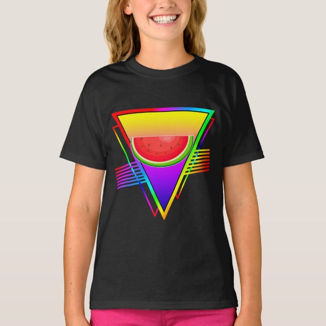 Retro Neon Watermelon T Shirt (Framsida)