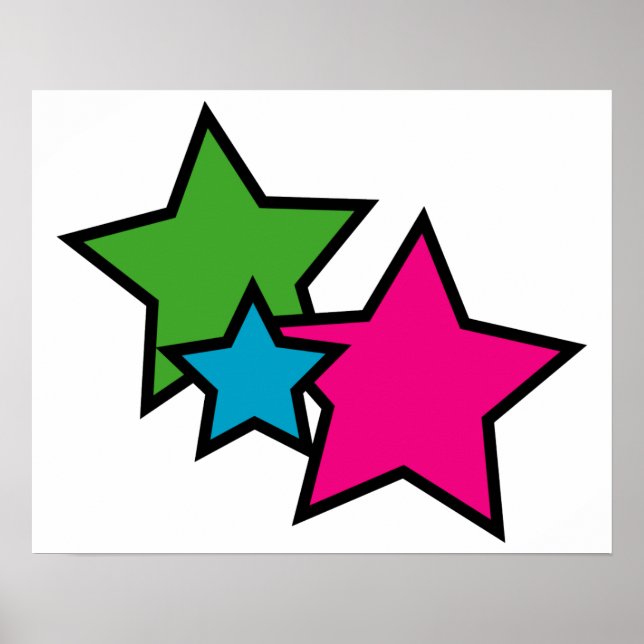 Retro neonfärgade stjärnor Whimsical barnrum Poster (Framsidan)
