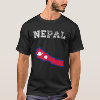 Retro Nepal Distress Nepal Flagga T Shirt