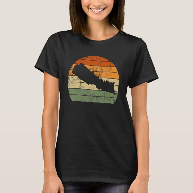 Retro Nepal Karta: Konstitutionsdagen T Shirt (Framsida)