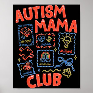 Retro Neurodiversitetsmedvetande Autism Mamma Klub Poster