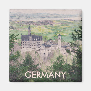 Retro Neuschwanstein Castle in Tyskland Magnet